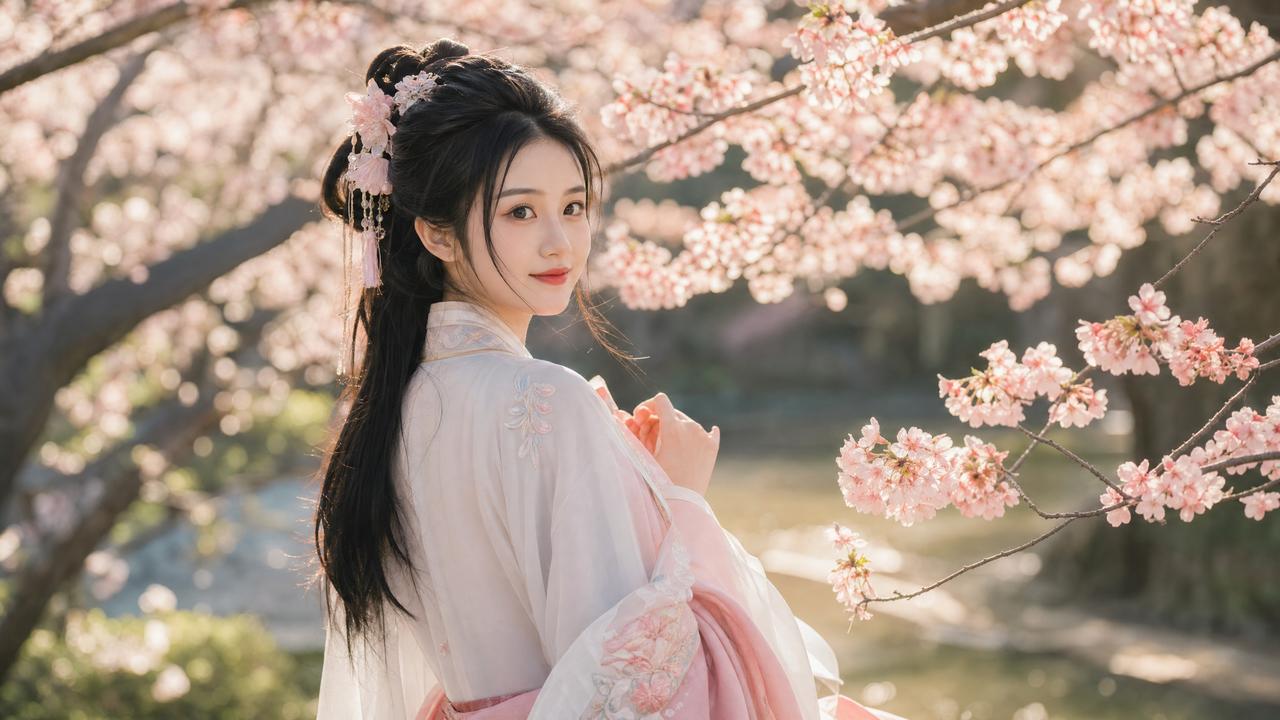 高清动漫-高清动漫传媒演示：春日汉服写真·古风与樱花的邂逅
