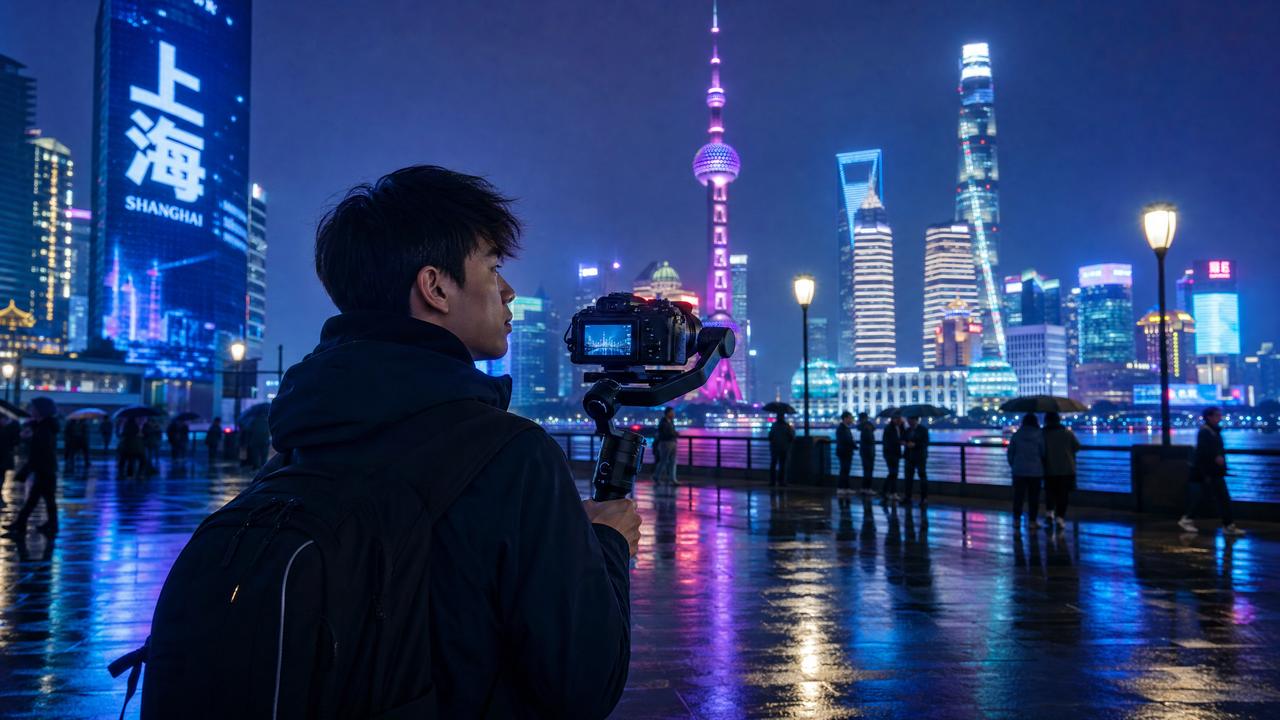 高清动漫-高清动漫生活传媒：夜上海魅力·城市夜景Vlog传媒分享